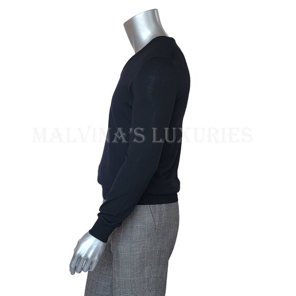 GUCCI MENS SWEATER BLACK WOOL V-NECK w HYSTERIA LOGO CREST sz M MEDIUM - Picture 5 of 10